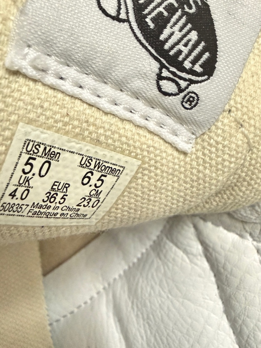Vans Cream and White Canvas High-Top Sneaker us Men 5 / us women 6.5 - Picture 8 of 10